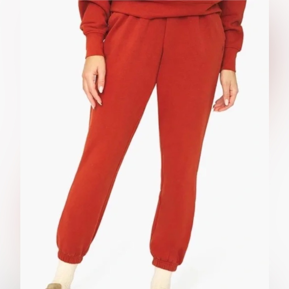 Revolve WeworeWhat Essential Jogger Cotton Sweatpants Rust Orange Size Medium